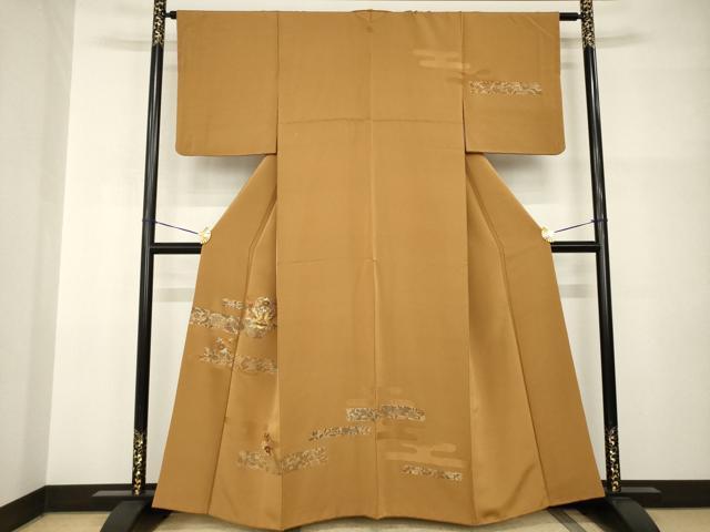 平和屋着物●訪問着 竹屋町刺繍 向かい鳥花丸文 金彩 正絹 逸品 AABI2422ck