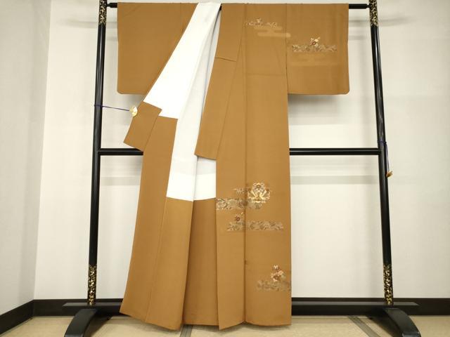 平和屋着物●訪問着 竹屋町刺繍 向かい鳥花丸文 金彩 正絹 逸品 AABI2422ck