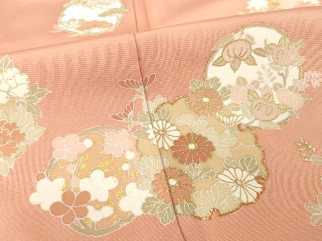 平和屋着物●訪問着 友禅 駒刺繍 雪輪花丸文 暈し染め 金彩 正絹 逸品 AABI2426ck
