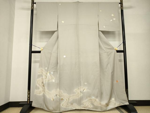 平和屋着物●金彩友禅作家 金彩の魔術師 堀省平 金煌織 訪問着 竜田川 金銀彩 正絹 逸品 AABI2429ck