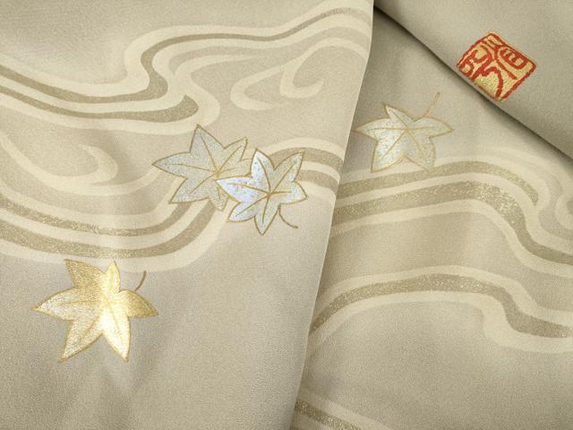 平和屋着物●金彩友禅作家 金彩の魔術師 堀省平 金煌織 訪問着 竜田川 金銀彩 正絹 逸品 AABI2429ck