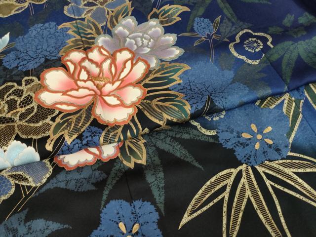 平和屋着物●豪華振袖 草花文 笹 暈し染め 金彩 正絹 逸品 AABI2434ck