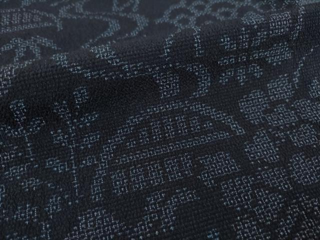 平和屋着物●本塩沢 110亀甲 流水花籬文 正絹 逸品 AABI2446ck