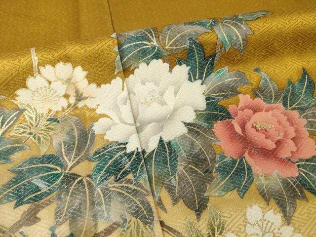 平和屋着物●訪問着 枝花文 暈し染め 金彩 正絹 逸品 AABI2450ck