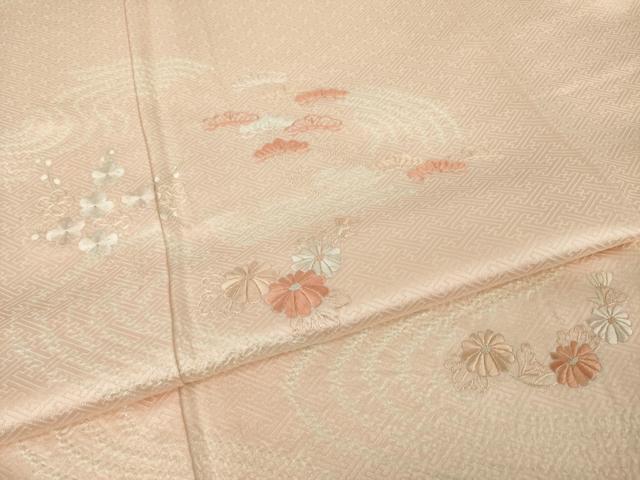 平和屋着物●訪問着 絞り 相良刺繍 流水枝花文 正絹 逸品 AABI2457ck