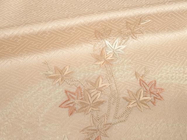 平和屋着物●訪問着 絞り 相良刺繍 流水枝花文 正絹 逸品 AABI2457ck