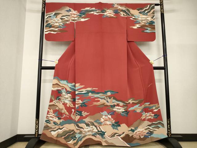 平和屋着物●ファッションデザイナー HIROKO KOSHINO コシノヒロコ 訪問着 花鳥文 正絹 逸品 AABI2465ck