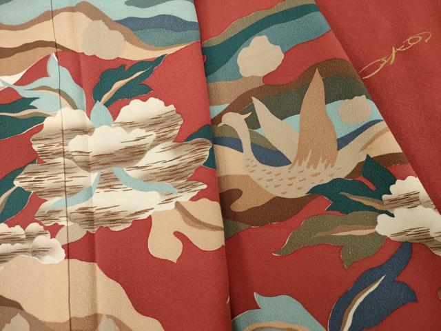 平和屋着物●ファッションデザイナー HIROKO KOSHINO コシノヒロコ 訪問着 花鳥文 正絹 逸品 AABI2465ck