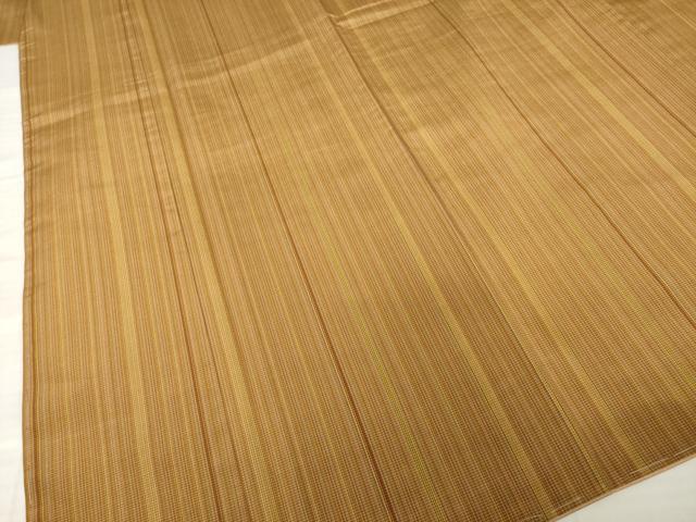 平和屋着物●秋田黄八丈 紬 草木染 縞 正絹 逸品 未使用 AABI2471ck