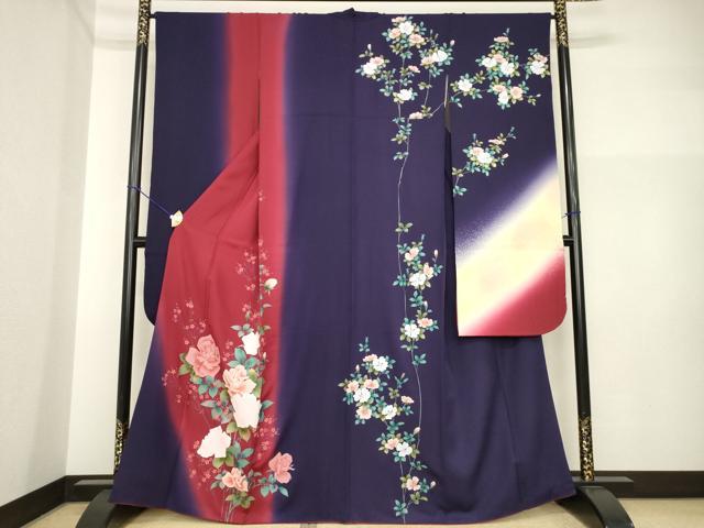 平和屋着物●豪華振袖 草花文 暈し染め 金彩 さが美扱い 正絹 逸品 AABI2474ck