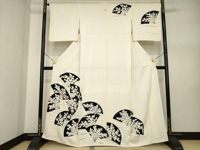 平和屋着物●訪問着 扇面花文 正絹 逸品 AABI2476ck