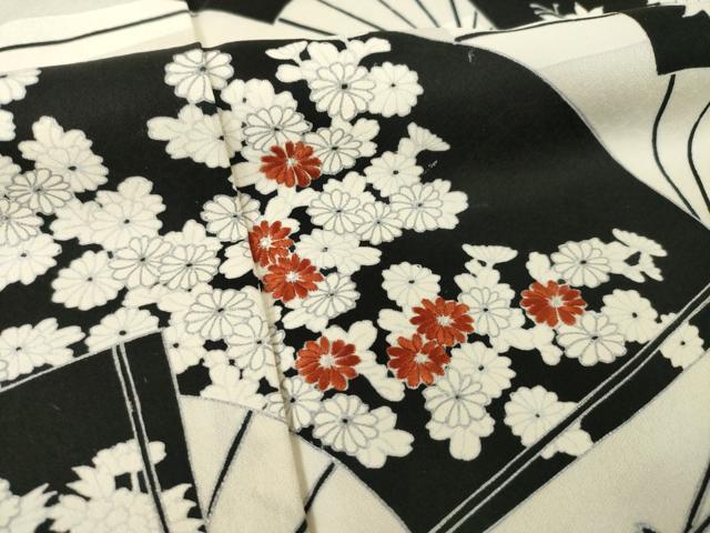 平和屋着物●訪問着 扇面花文 正絹 逸品 AABI2476ck