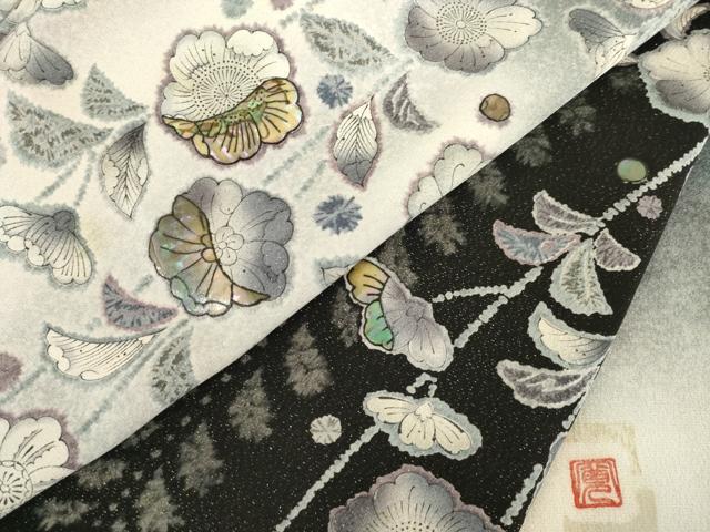 平和屋着物●訪問着 作家物 辻が花 螺鈿 暈し染め 黒地 金通し地 正絹 逸品 AABI2479ck