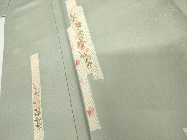 平和屋着物●訪問着 刺繍 短冊草花文 金糸 正絹 逸品 AABI2481cs