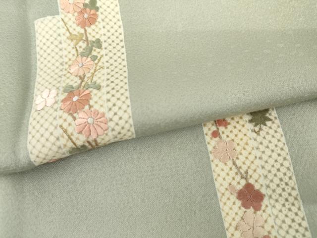 平和屋着物●訪問着 刺繍 短冊草花文 金糸 正絹 逸品 AABI2481cs