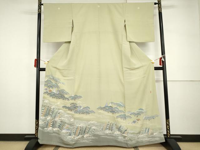 平和屋着物●東京友禅 熊崎和人 色留袖 立波松文 暈し染め 金彩 大丸扱い 正絹 逸品 AABI2485cs