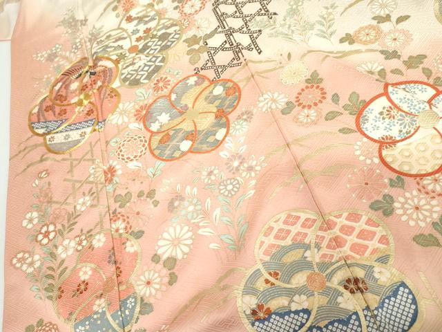 平和屋着物●豪華振袖 駒刺繍 雪芝にねじ梅 暈し染め 金彩 正絹 逸品 AABI2490cs