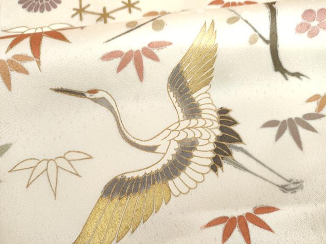 平和屋着物●訪問着 駒刺繍 松竹梅飛鶴文 金彩 正絹 逸品 未使用 AABI2494cs