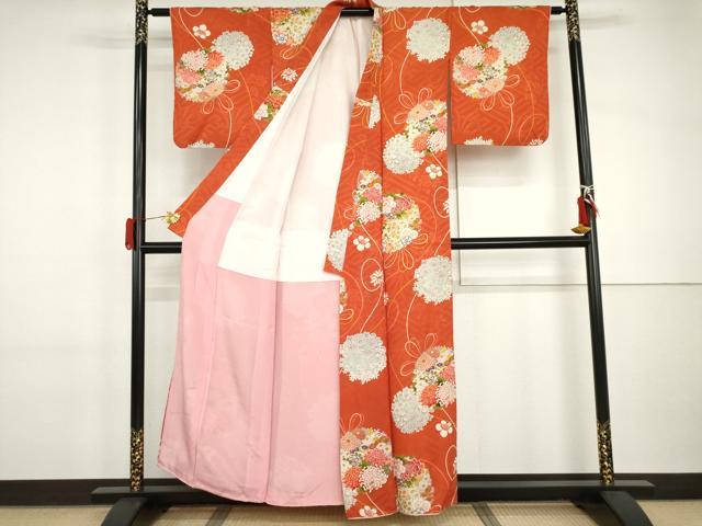 平和屋着物●アンティーク 大正ロマン 花丸文 金彩 正絹 逸品 AABI2495cs
