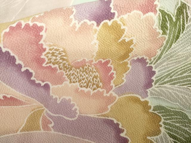平和屋着物●上質な小紋 地紙花文 鬼しぼ縮緬 正絹 逸品 AABI2499cs