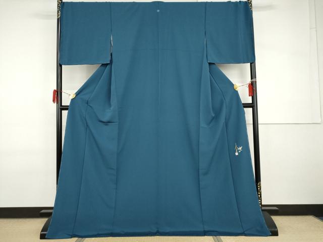 平和屋着物●本草木染作家 圓啓 色無地 紺碧色 ロング丈 正絹 逸品 AABI2508cs