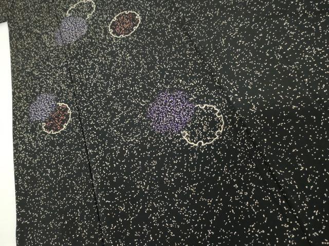 平和屋着物●訪問着 蒔糊散らし 雪輪重ね 黒地 正絹 逸品 AABI2515cs