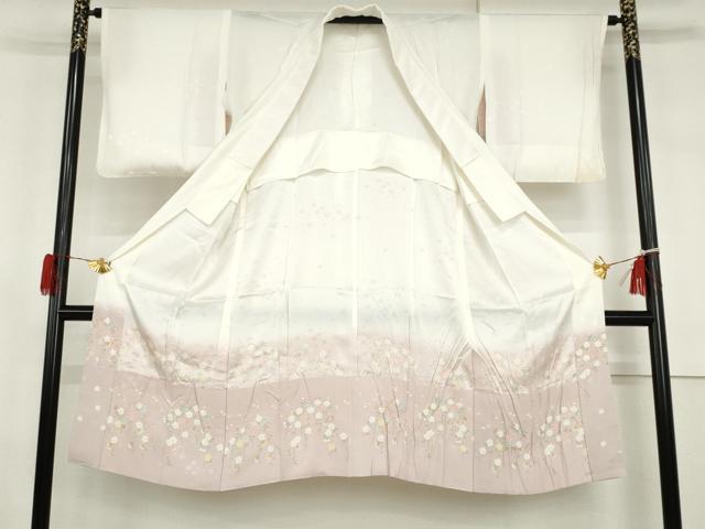 平和屋着物●長襦袢 無双仕立て 枝垂れ桜 暈し染め 金彩 正絹 逸品 AABI2516cs