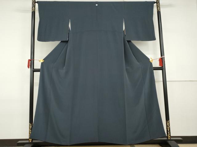 平和屋着物●上質な色無地 濃藍色 正絹 逸品 AABI2522cs