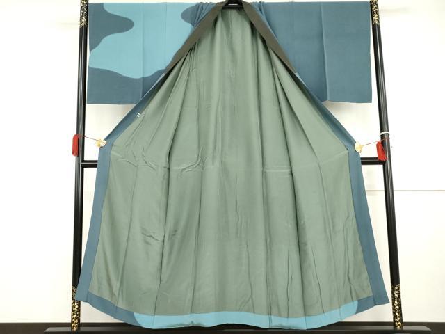 平和屋着物●男性 長襦袢 袷 絞り 笹竹文 キングサイズ 正絹 逸品 AABI2533cs