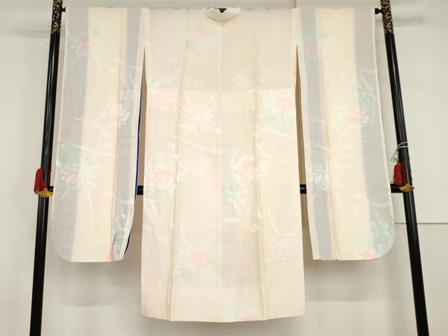 平和屋着物●振袖用長襦袢 無双仕立て 草花地紋 暈し染め 正絹 逸品 AABI2536cs