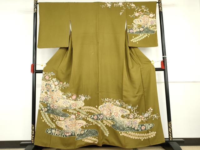 平和屋着物●訪問着 駒刺繍 絞り 辻が花 正倉院更紗花文 正絹 逸品 AABI2539cs