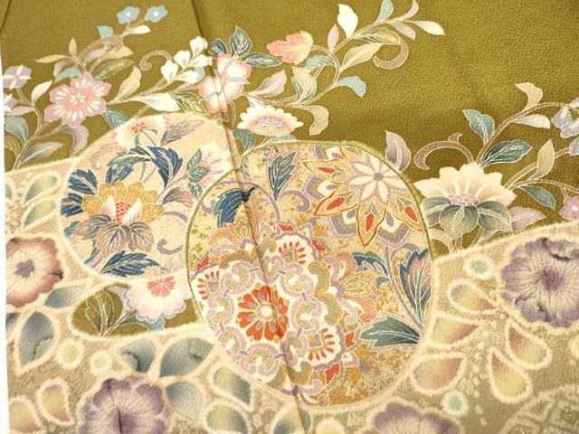 平和屋着物●訪問着 駒刺繍 絞り 辻が花 正倉院更紗花文 正絹 逸品 AABI2539cs
