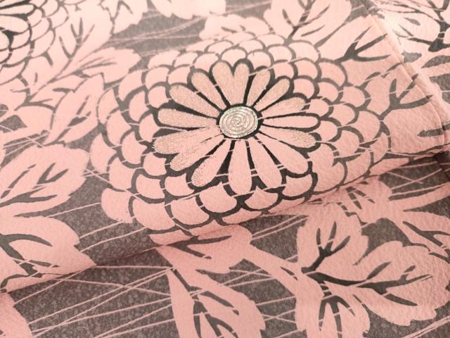 平和屋着物●人間国宝・羽田登喜男 訪問着 駒刺繍 枝花文 菊 銀糸 正絹 逸品 AABI2542cs