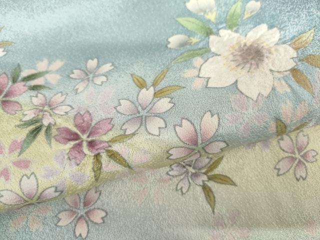 平和屋着物●訪問着 葉桜 暈し染め 銀通し地 正絹 逸品 AABI2543cs