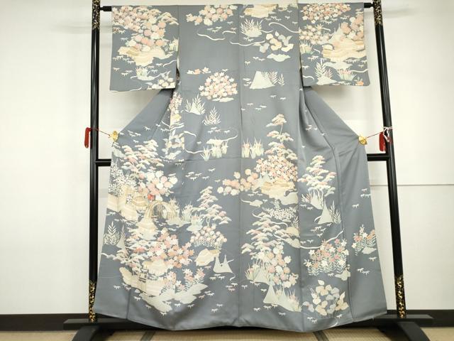 平和屋着物●訪問着 友禅 刺繍 松竹梅風景文 正絹 逸品 AABI2546cs