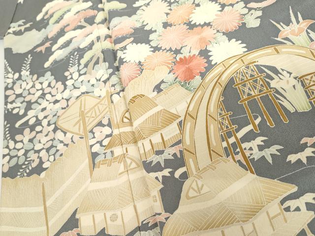 平和屋着物●訪問着 友禅 刺繍 松竹梅風景文 正絹 逸品 AABI2546cs