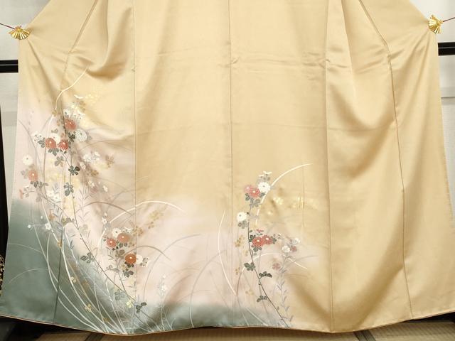 平和屋着物●訪問着 枝花文 暈し染め 金彩 正絹 逸品 AABI2547cs