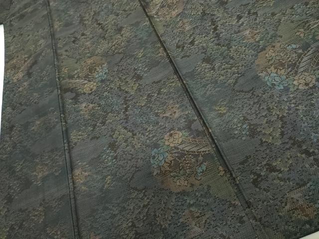 平和屋着物●本場大島紬 カタス7マルキ 渡橋風景草花文 正絹 逸品 AABI2553cs