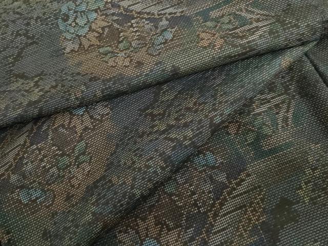 平和屋着物●本場大島紬 カタス7マルキ 渡橋風景草花文 正絹 逸品 AABI2553cs