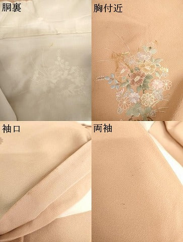 平和屋着物●訪問着 中国三大刺繍 汕頭刺繍 スワトウ刺繍 花車文 暈し染め 金糸 金彩 正絹 逸品 AABI2556cs