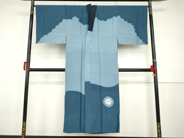 平和屋着物●男性 長襦袢 袷 絞り 立波丸文 正絹 逸品 AABI2558cs