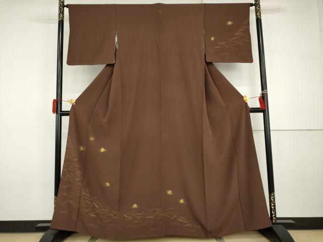 平和屋着物●訪問着 刺繍 敷松葉 金彩 正絹 逸品 AABI2559cs