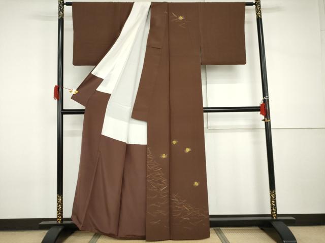 平和屋着物●訪問着 刺繍 敷松葉 金彩 正絹 逸品 AABI2559cs