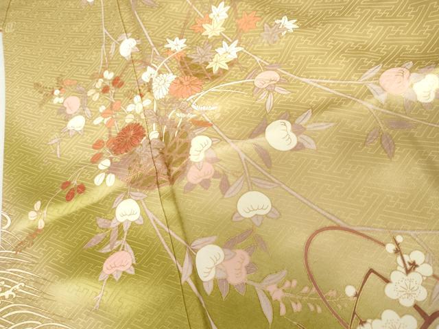 平和屋着物●十日町老舗ブランド 吉澤友禅 吾妻徳穂 訪問着 刺繍 花籠文 暈し染め 金彩 鈴乃屋扱い 正絹 逸品 AABI2565cs
