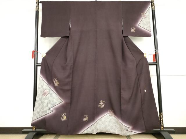 平和屋着物●染色作家 林淳一 訪問着 刺繍 色紙枝花文 暈し染め 金糸 金彩 正絹 逸品 AABI2570cs
