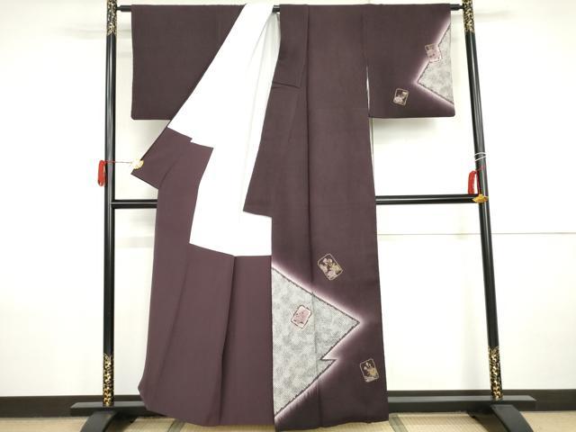 平和屋着物●染色作家 林淳一 訪問着 刺繍 色紙枝花文 暈し染め 金糸 金彩 正絹 逸品 AABI2570cs
