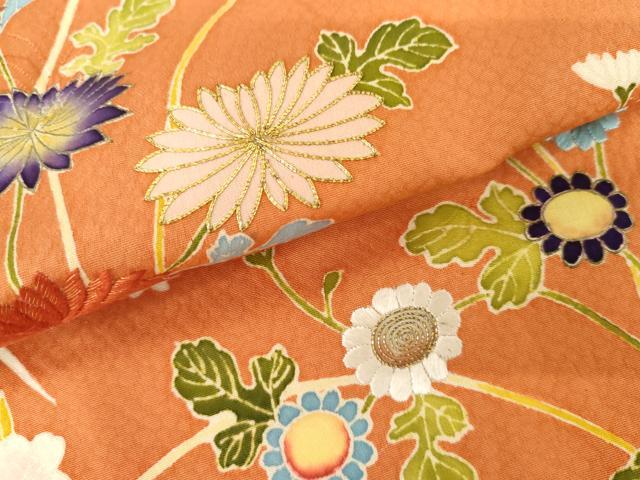 平和屋着物●訪問着 友禅 駒刺繍 枝花文 金糸 金彩 正絹 逸品 AABI2581cs