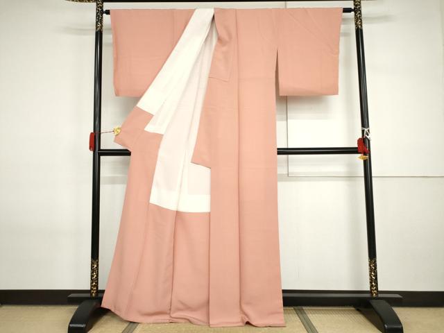平和屋着物●上質な色無地 紅梅色 正絹 逸品 AABI2587cs