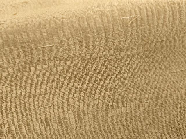 平和屋着物●上質な色無地 お召ちりめん 白橡色 正絹 逸品 AABI2590cs