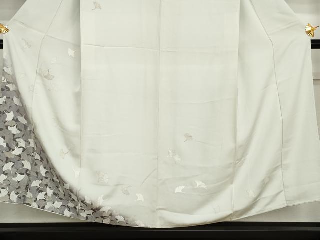 平和屋着物●男性 訪問着 背抜き仕立て 刺繍 銀杏 暈し染め 金糸 キングサイズ 正絹 逸品 AABI2594cs